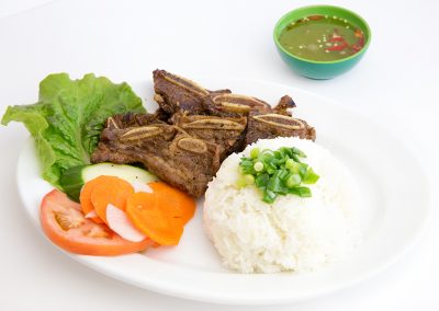 Grilled beef with steamed rice