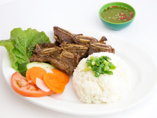 Grilled beef with steamed rice